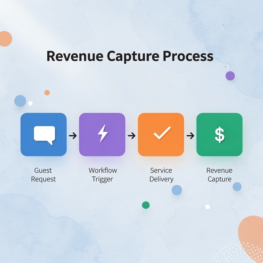 Process flow showing guest request to revenue capture workflow
