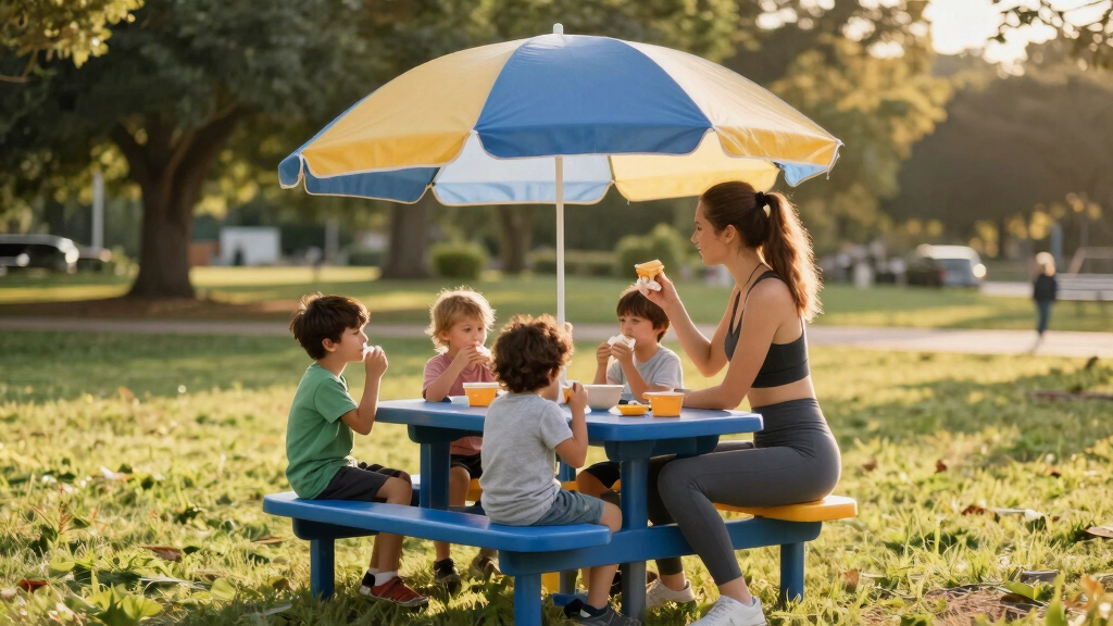 best kids picnic table with umbrella