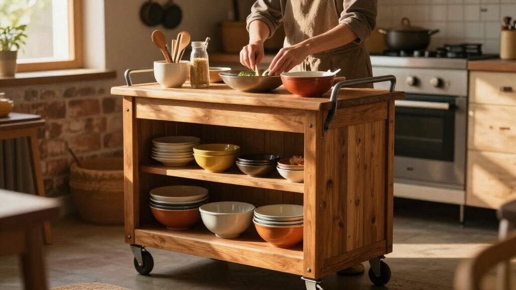 rolling kitchen cart with storage