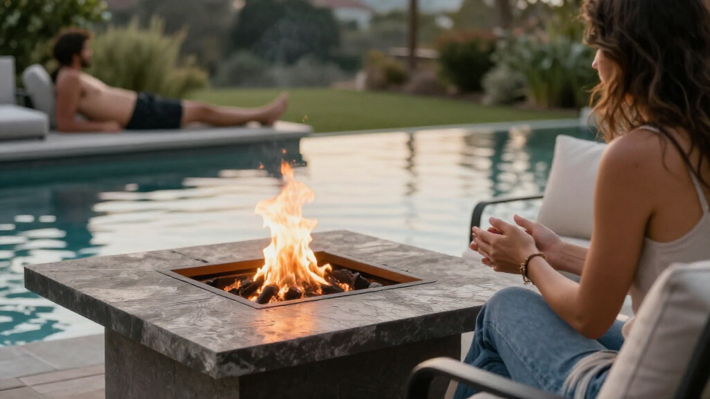 poolside fire pit tables