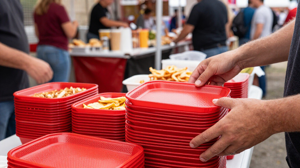 concession trays red plastic