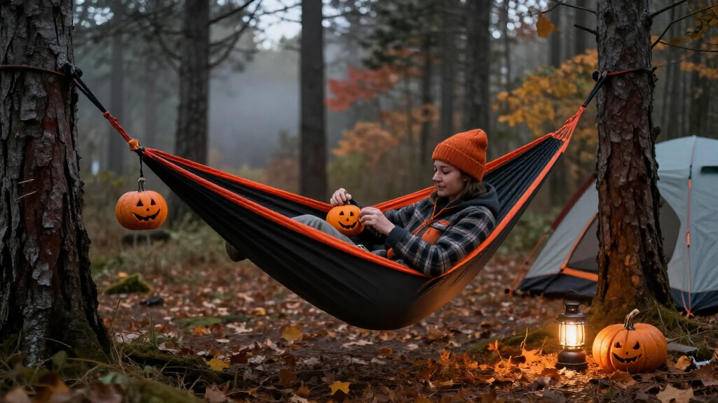 Halloween camping hammocks
