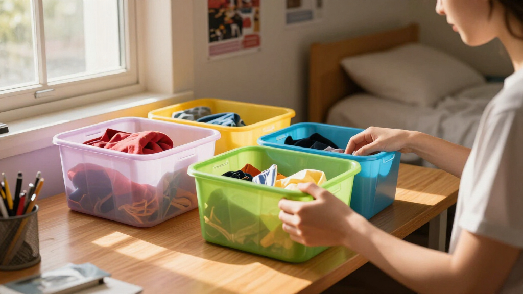 student dorm organization bins