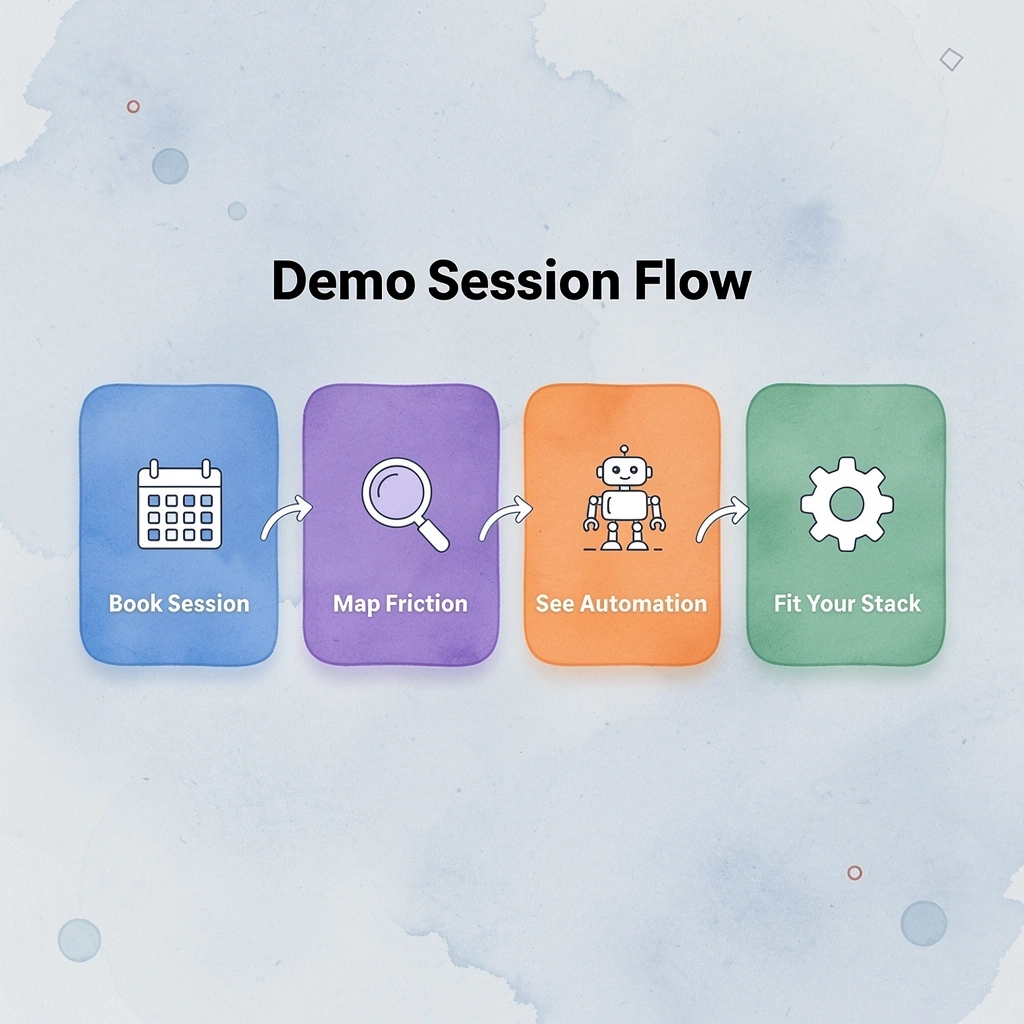 Process flow showing four steps of a Conduit demo session