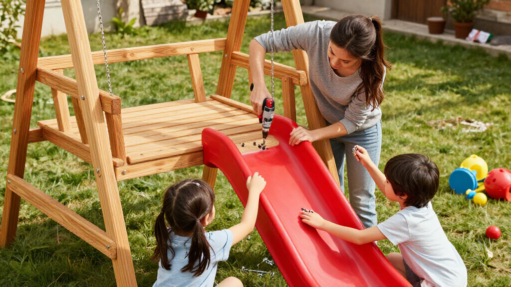 wooden swing set with slide commercial grade