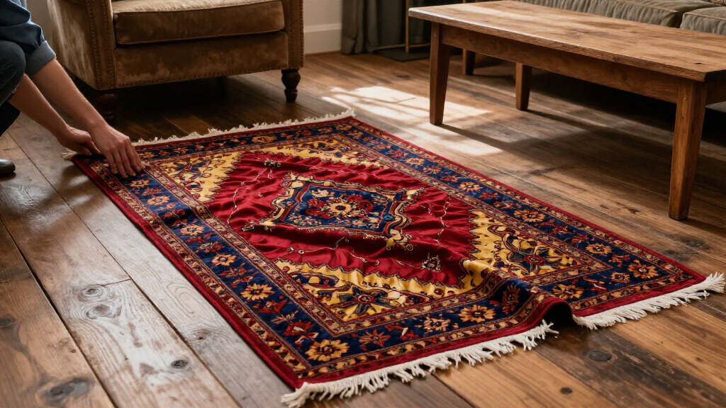 yilong distressed look silk rug