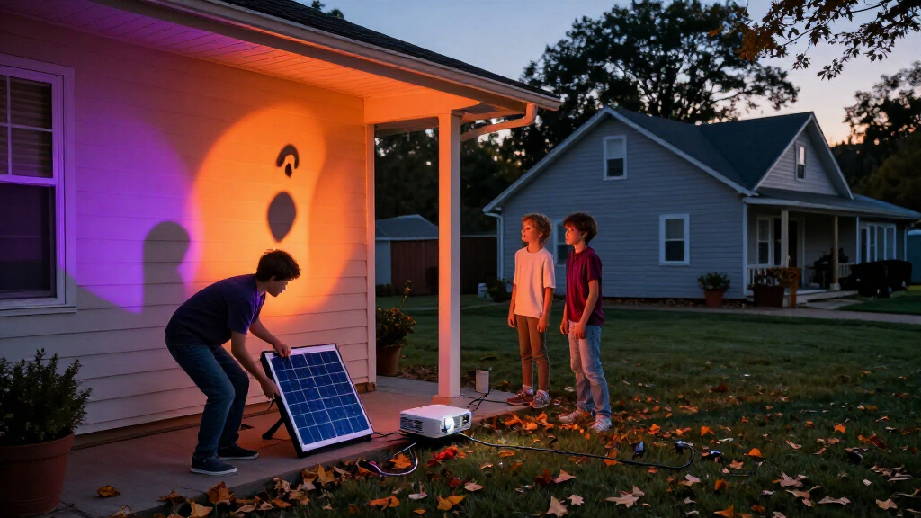 solar powered spooky projector lights