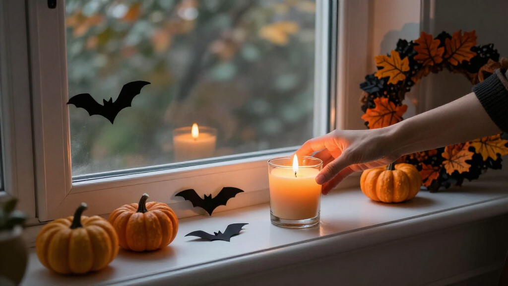 Halloween window candles