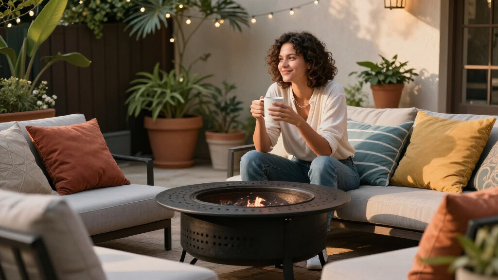 patio chat set with fire pit