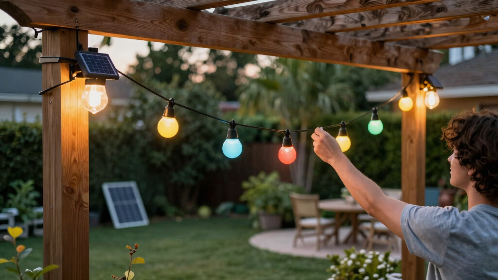 solar-powered outdoor string lights