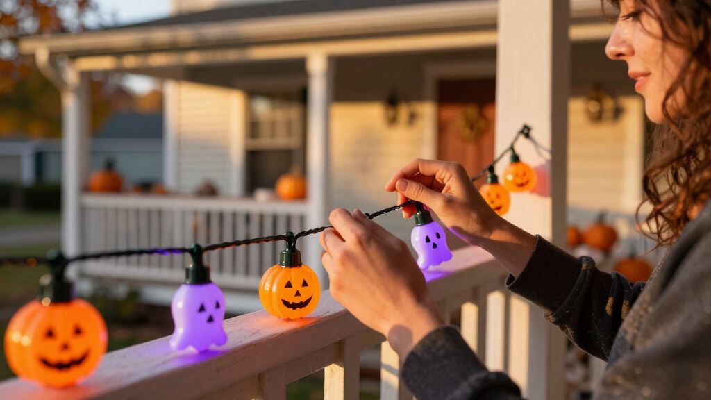 Halloween-themed string lights