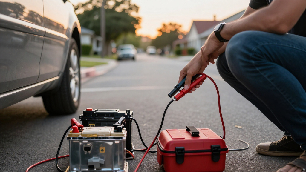 roadside emergency kit with jumper cables