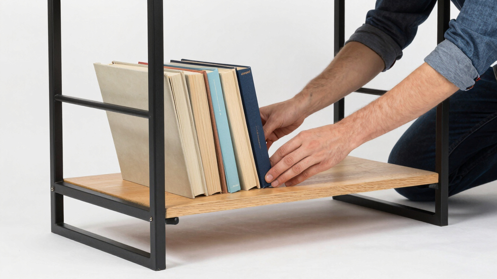 industrial bookshelf wood metal