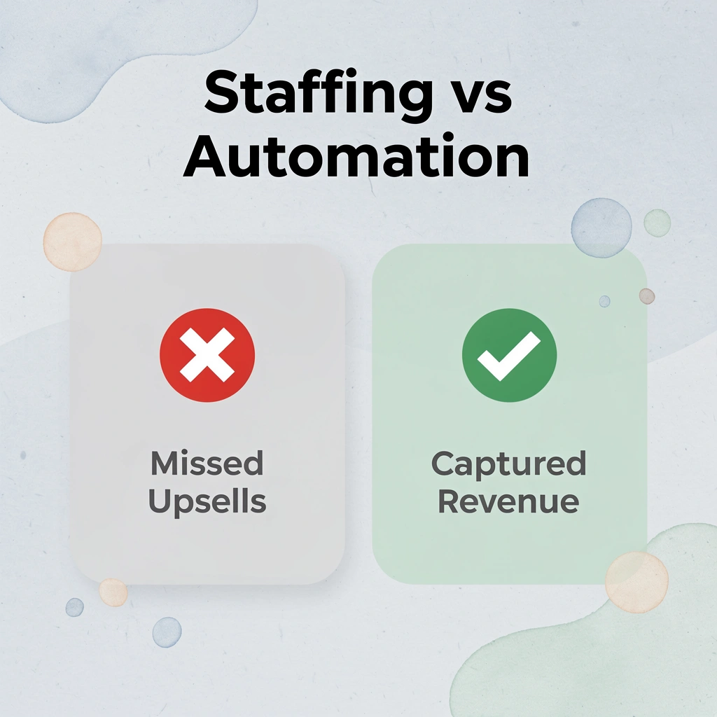 Before and after infographic comparing missed upsells without automation versus captured revenue with Conduit