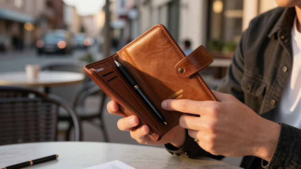 passport wallets with pen holder