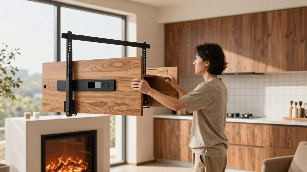 best motorized tv lift cabinet with fireplace