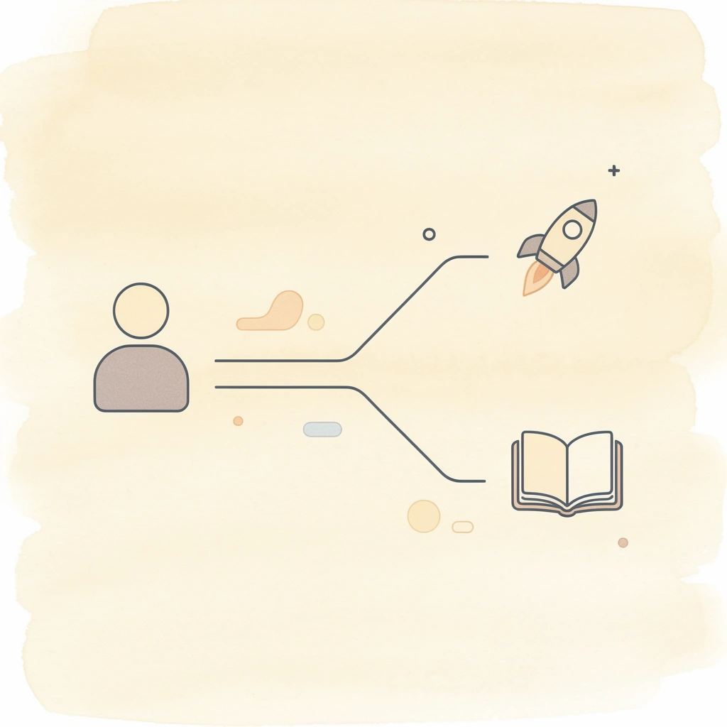 Icon showing Roth conversion splitting into different outcome paths