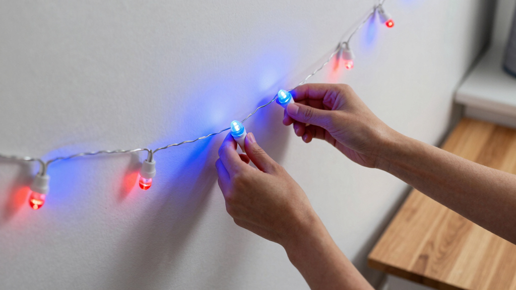 blue patriotic LED string lights