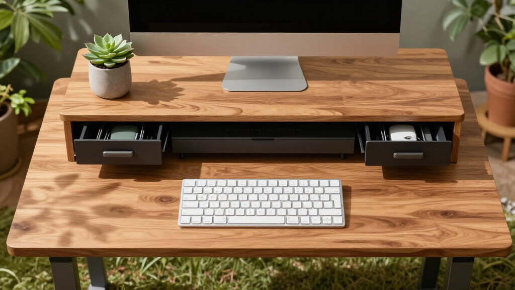 sit stand desks with cable management drawers