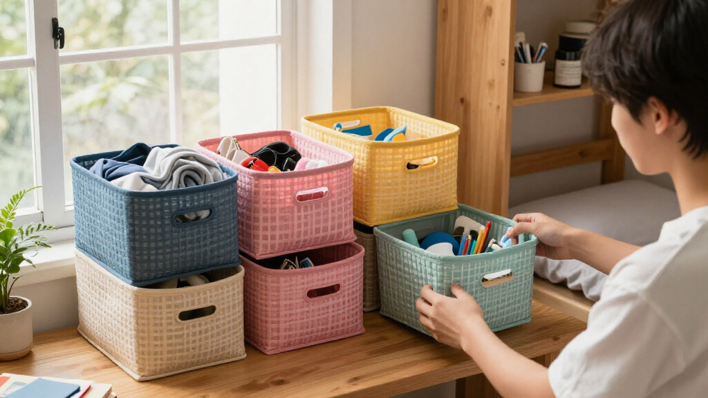multi-functional dorm organization bins
