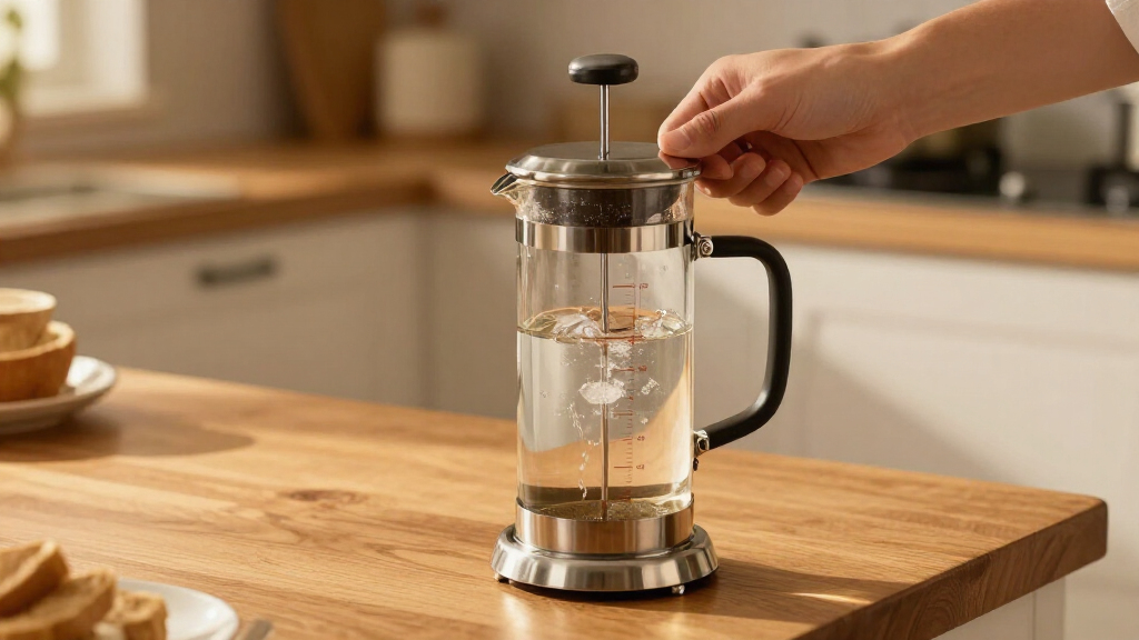 french press with integrated scale