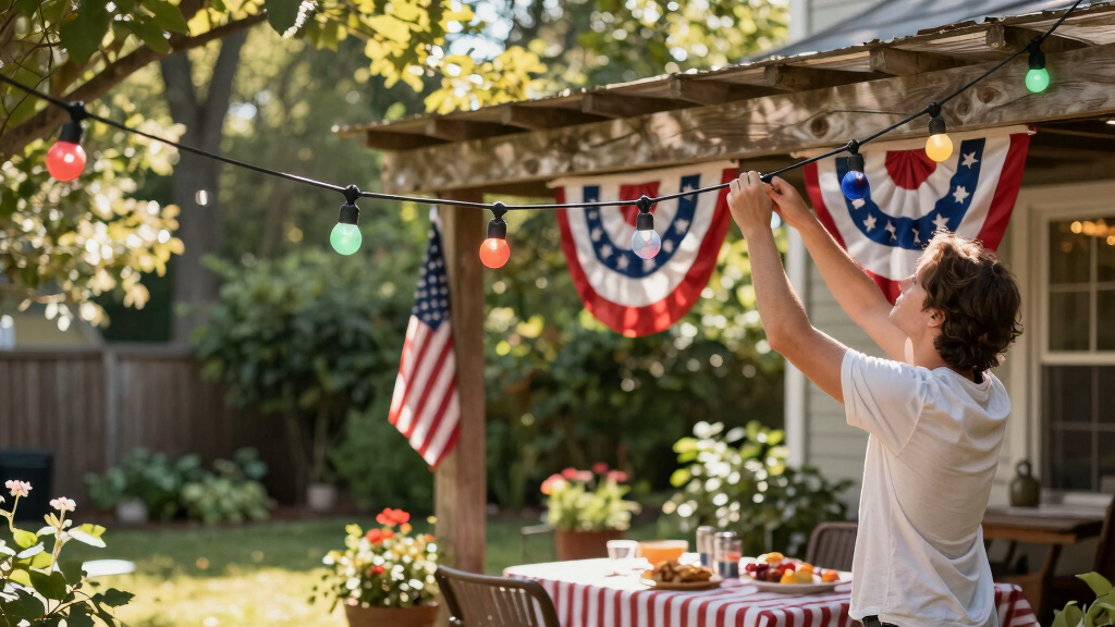 patriotic outdoor string lights