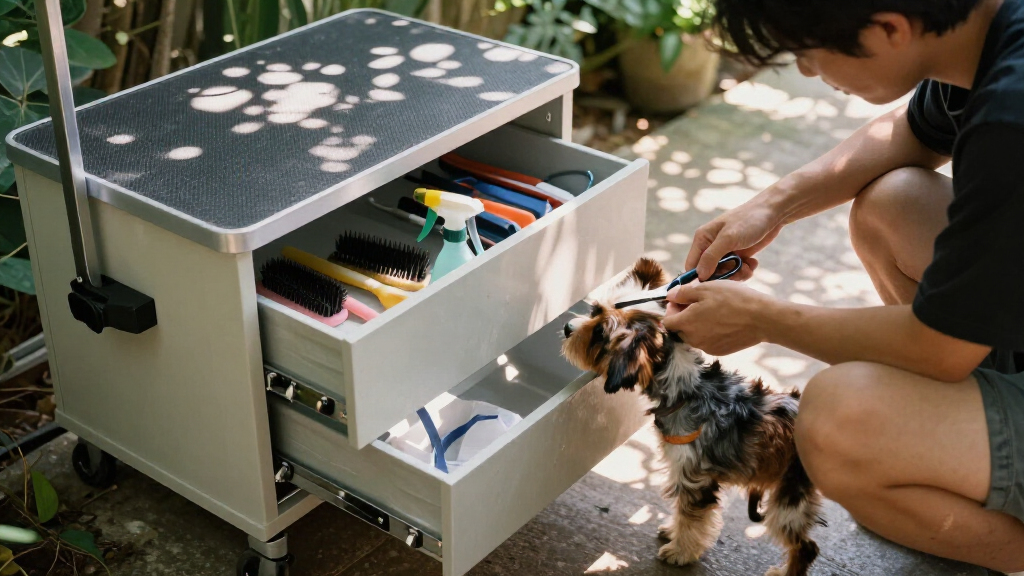 best portable dog grooming station cabinet
