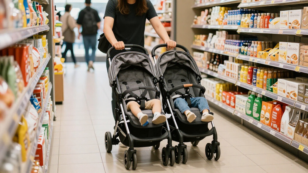 inline double stroller for narrow aisles