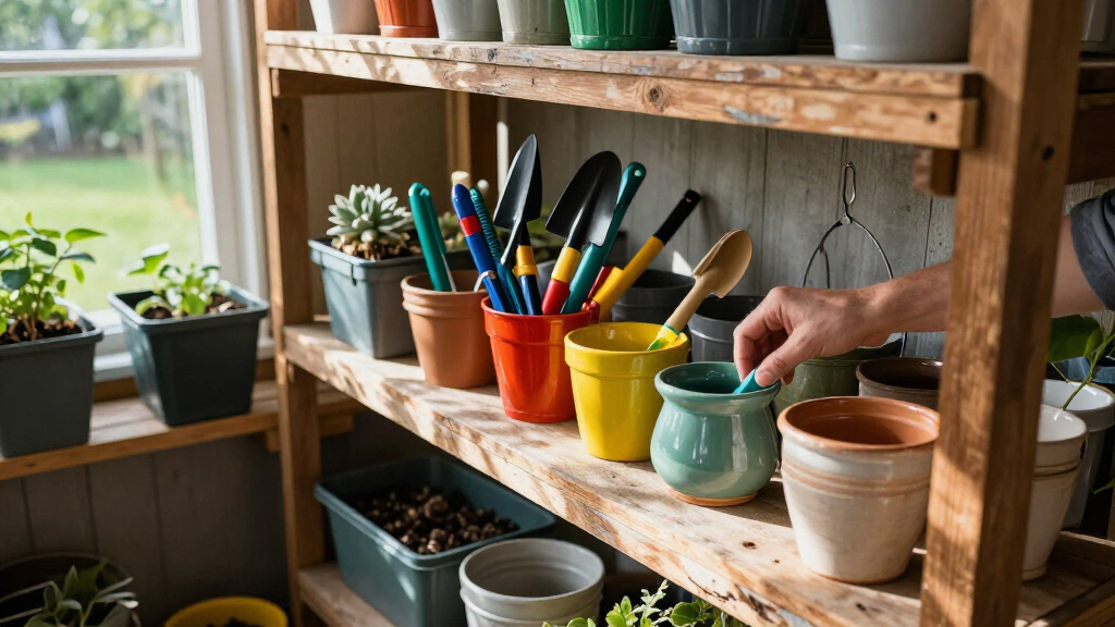 garden shed organization shelves