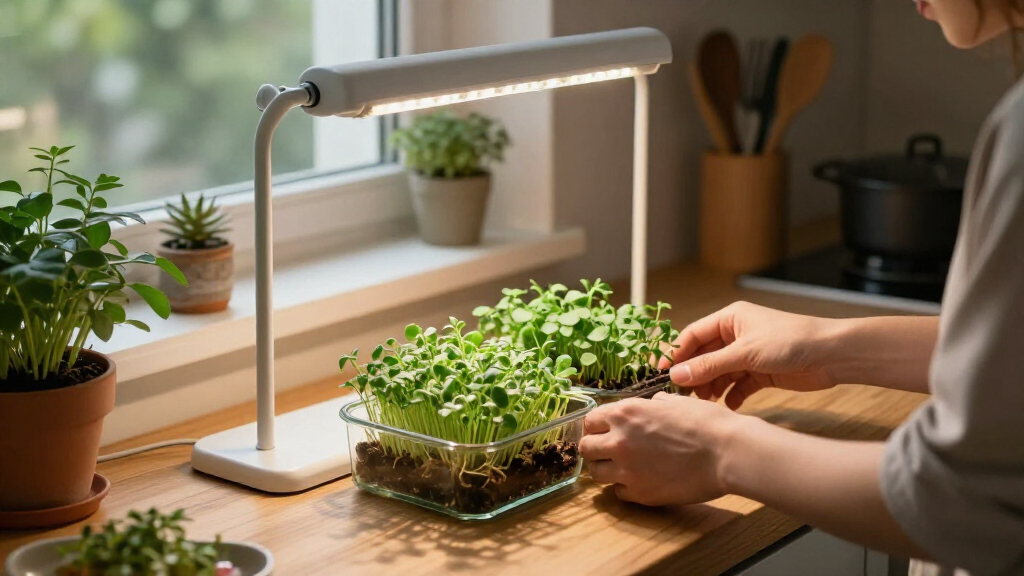 grow light stand for microgreens