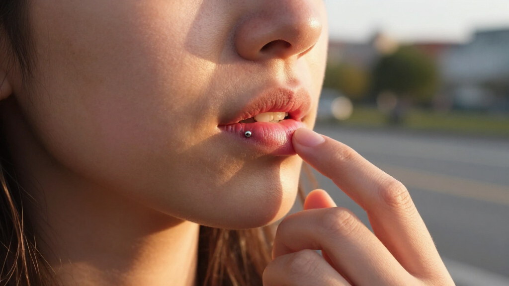 titanium internally threaded labret stud for new piercings