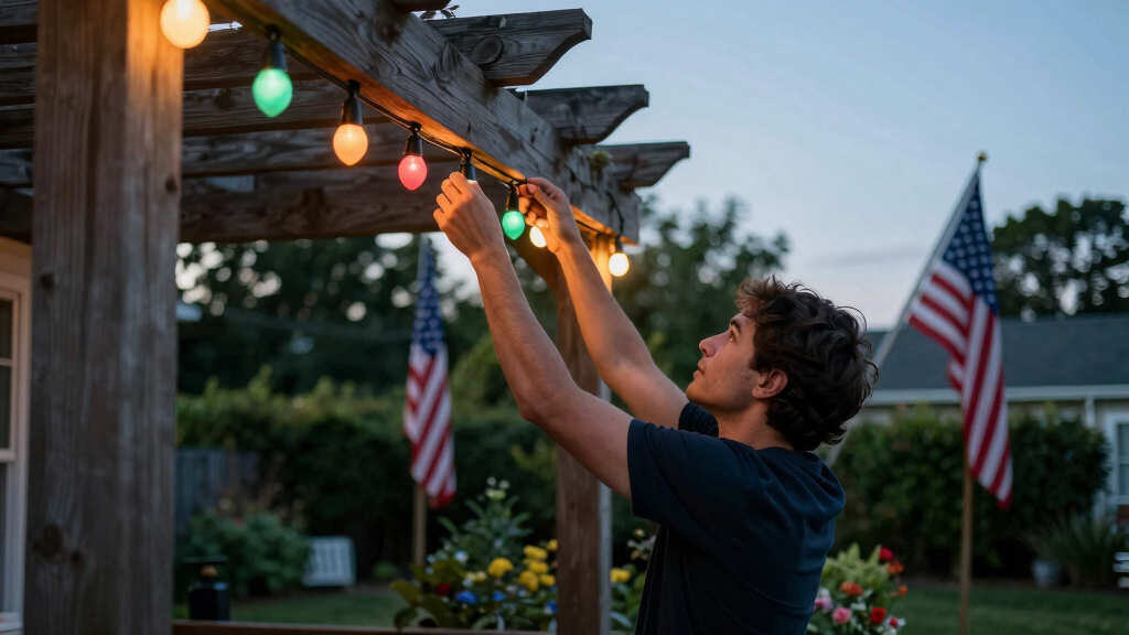patriotic outdoor string lights