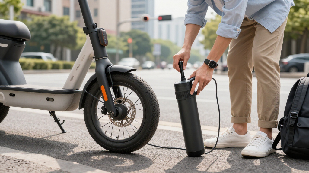 cordless high power inflator for commuting flats