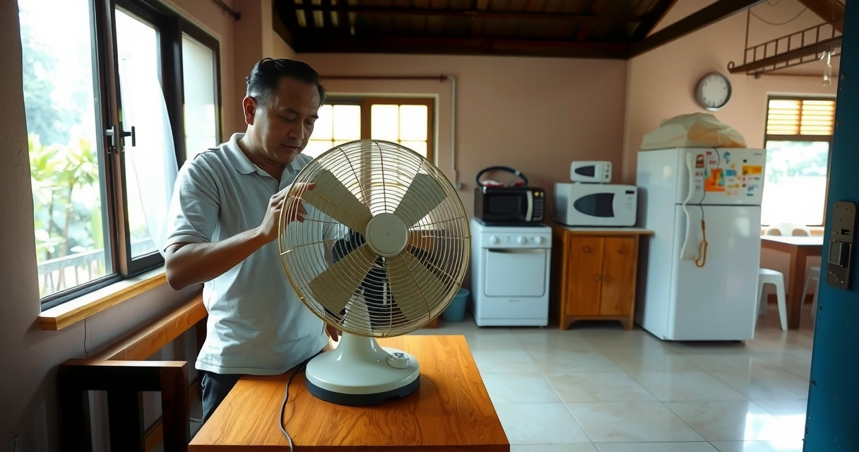 Nagbe-check ng second-hand appliance ang isang home-based seller sa Pilipinas
