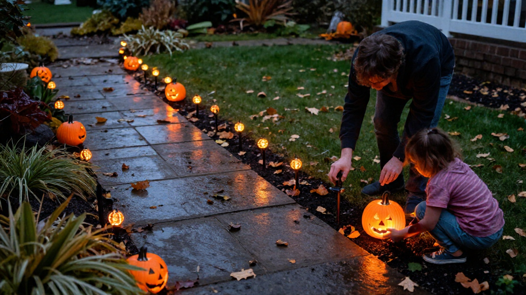 solar powered Halloween pathway lights
