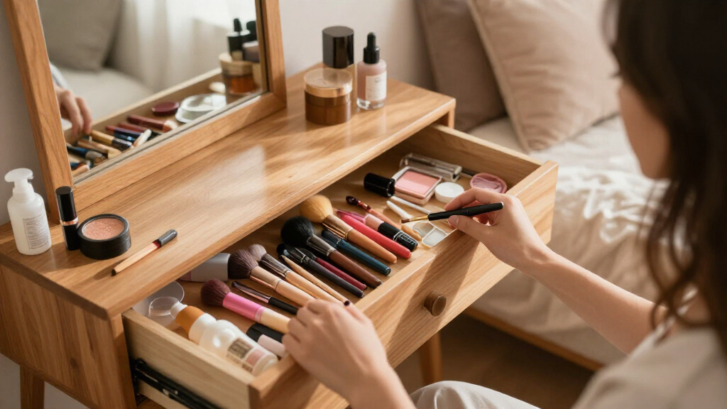 makeup vanities with storage drawers