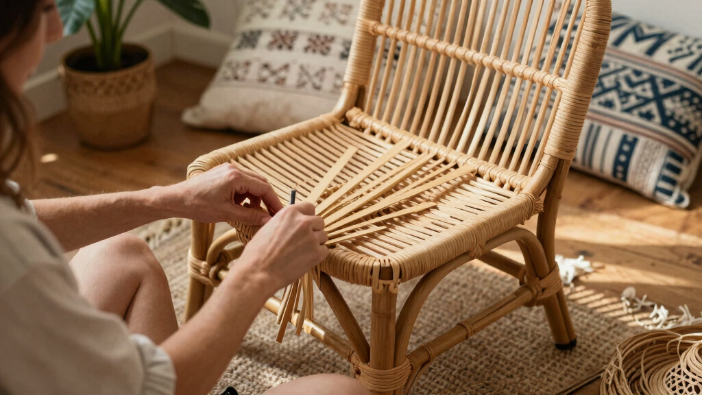 rattan accent chair boho