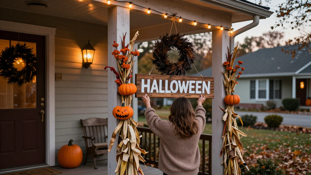 Halloween porch sign decorations