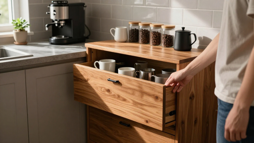 coffee bar cabinet with storage under
