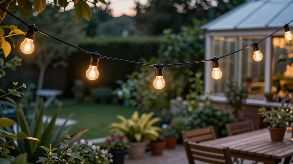 solar-powered outdoor string lights