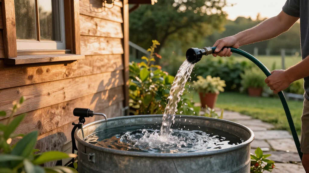 rainwater collection tank system for cabins