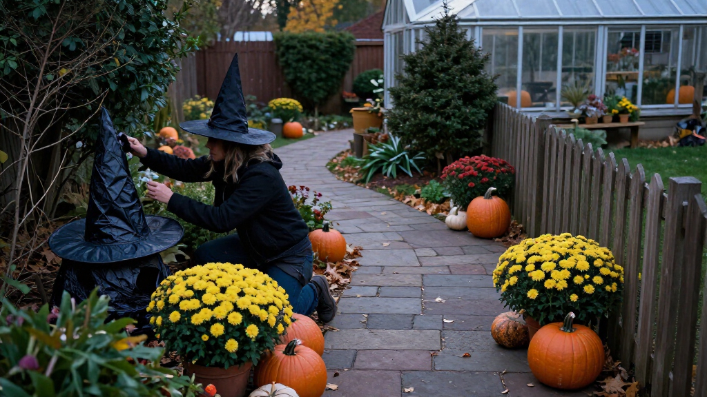 outdoor Halloween witches decorations