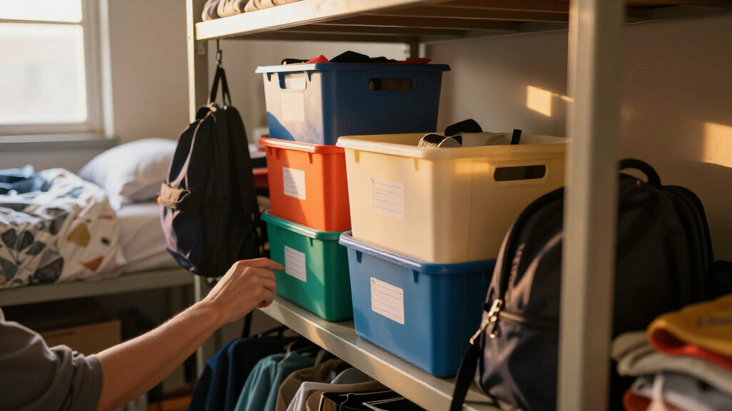 dorm room organization bins