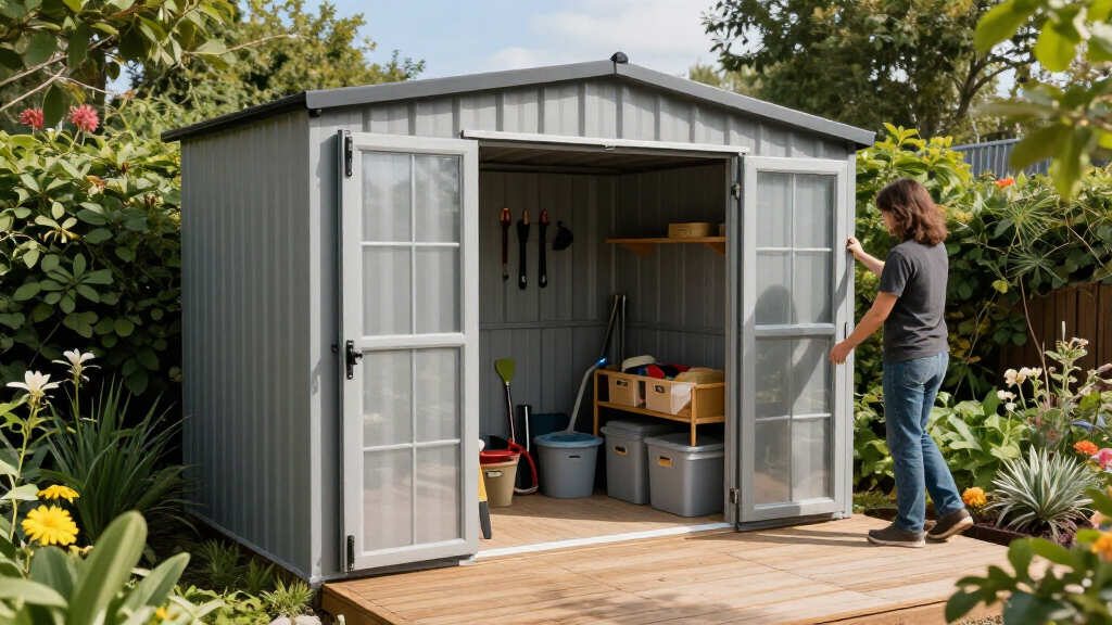 outdoor storage shed under