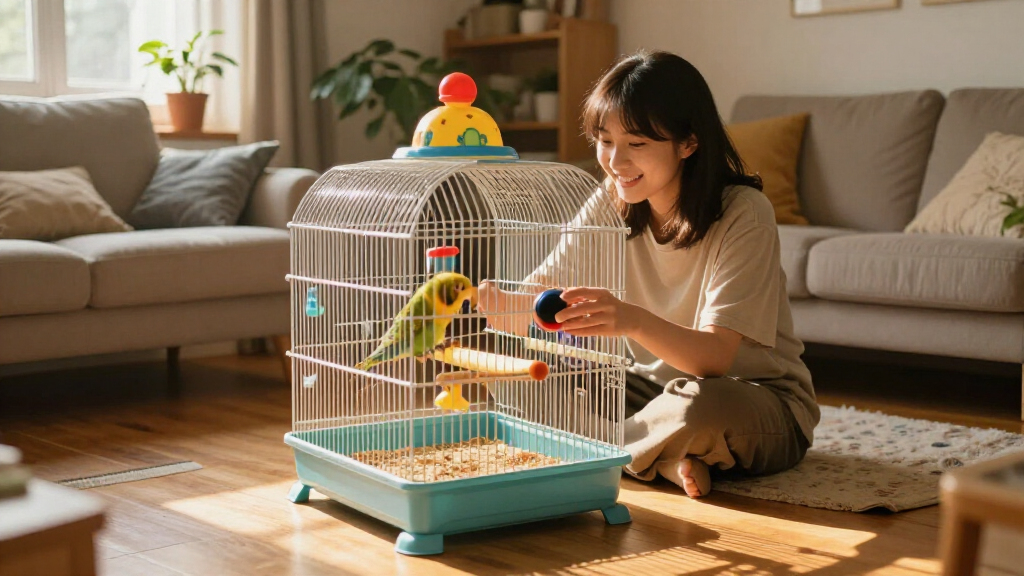 large parrot cage with playtop