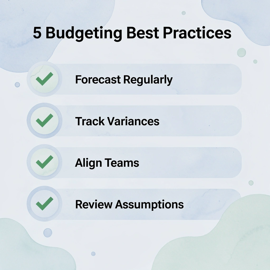Checklist infographic showing 5 hotel budgeting best practices