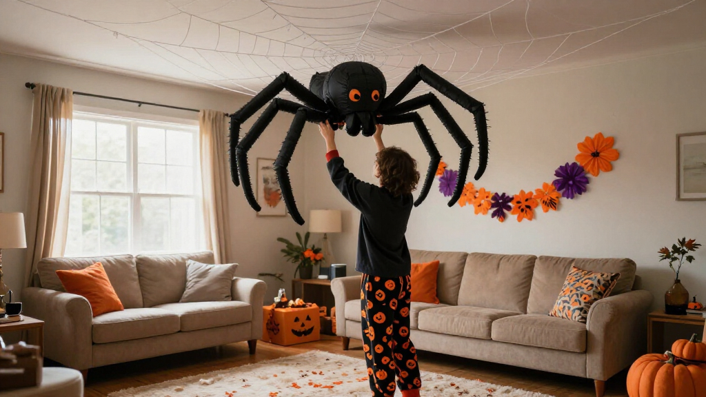 halloween inflatable spider with web