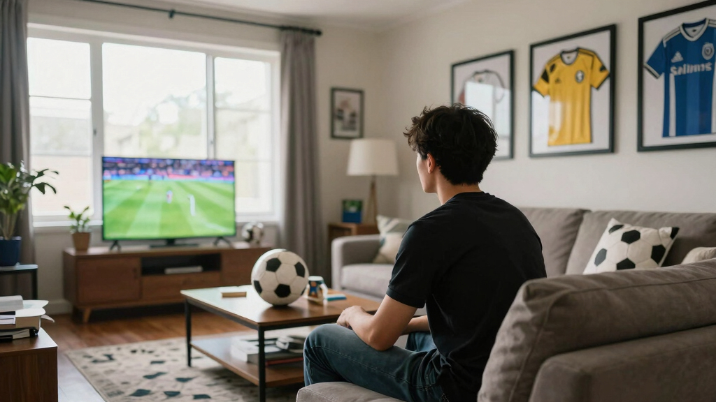 soccer-themed living room decor