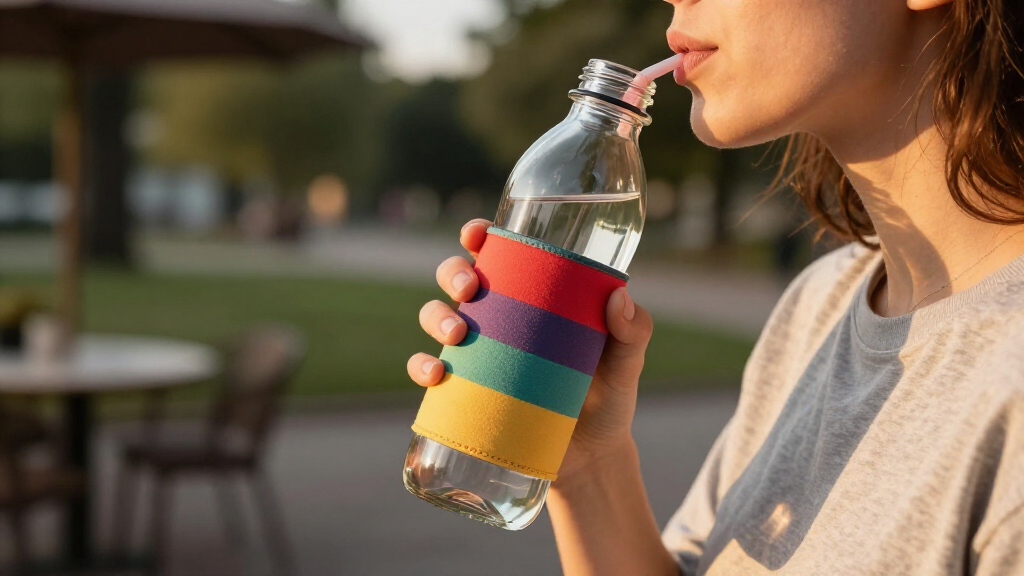 glass water bottles with sleeve