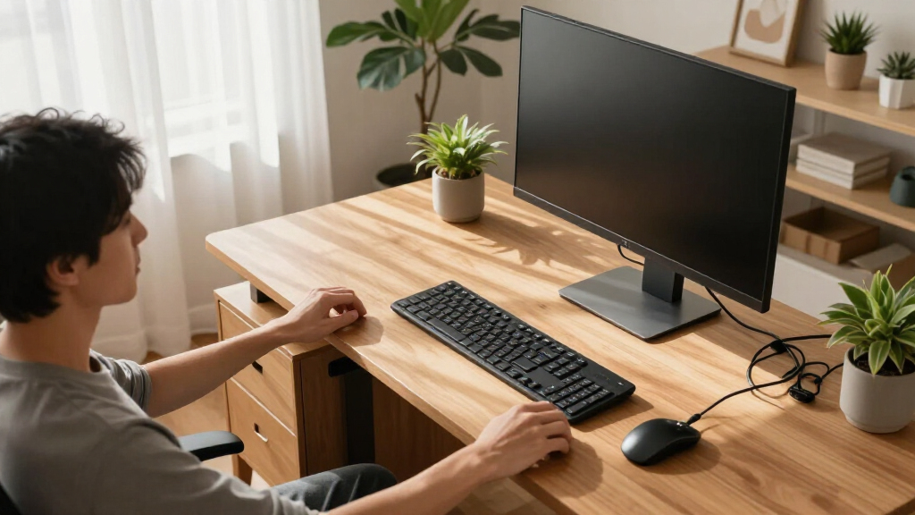 sit stand desks with cable management drawers